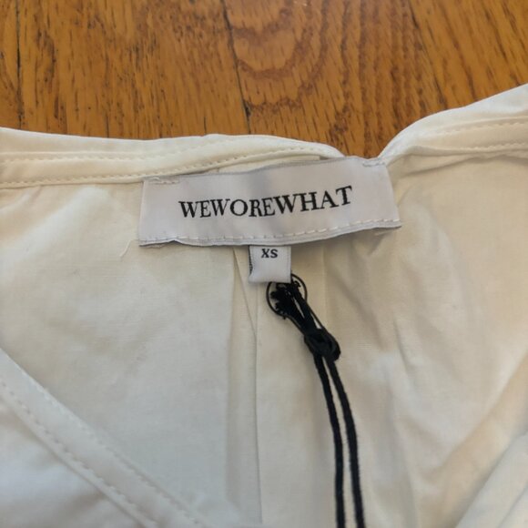 WeWoreWhat Ruffle Collar Cotton Poplin Button-Up - NWT, Optic White, XS - Picture 11 of 15